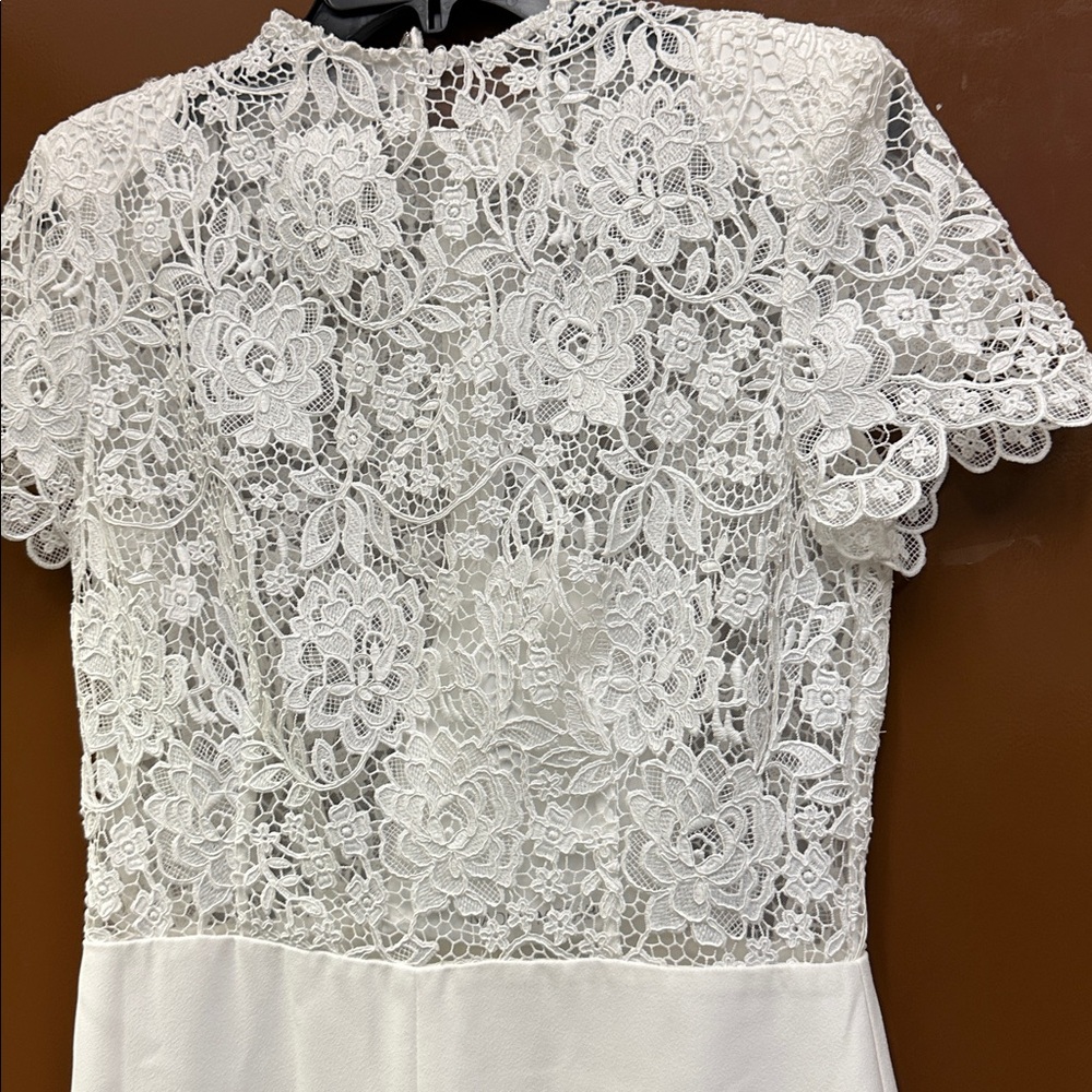 NADINE MERABI White Hottie Lace Flare Jumpsuit Size 8 - Picture 6 of 10